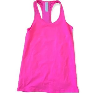ATHLETA Size S Hot Pink Ruched Cinched Racer Back Athletic Tank Top